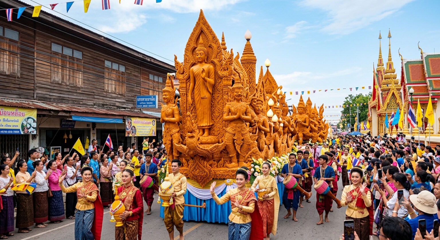 Wax sculpture during the Ubon Ratchathani Candle Festival in Thailand