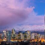 Skyline of Santiago, Chile, with the Andes Mountains in the background